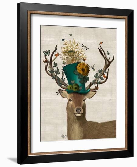 Mad Hatter Deer-Fab Funky-Framed Premium Giclee Print