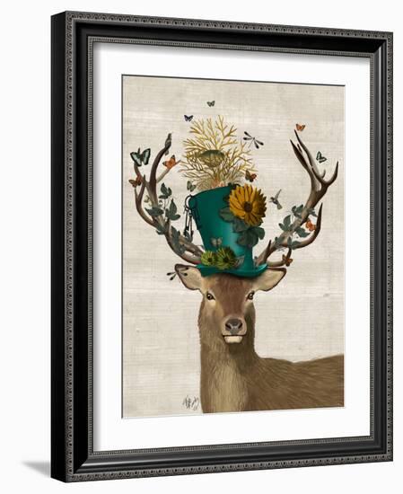 Mad Hatter Deer-Fab Funky-Framed Premium Giclee Print