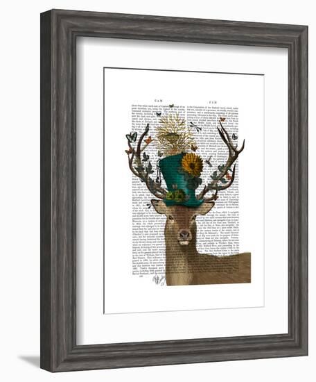 Mad Hatter Deer-Fab Funky-Framed Art Print