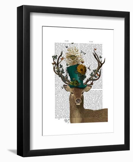 Mad Hatter Deer-Fab Funky-Framed Art Print