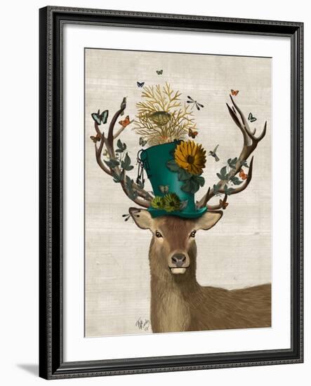 Mad Hatter Deer-Fab Funky-Framed Art Print