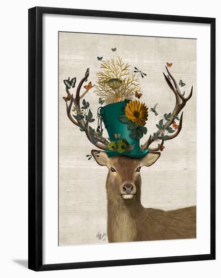 Mad Hatter Deer-Fab Funky-Framed Art Print