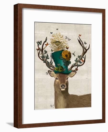 Mad Hatter Deer-Fab Funky-Framed Art Print