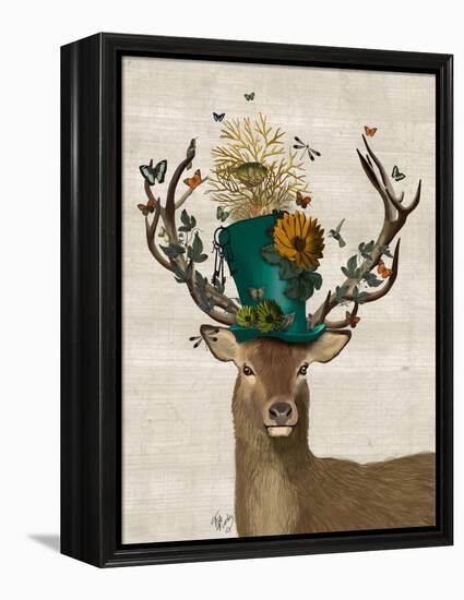 Mad Hatter Deer-Fab Funky-Framed Stretched Canvas