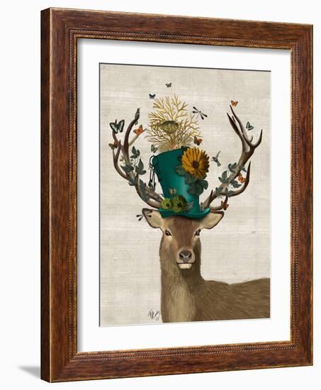 Mad Hatter Deer-Fab Funky-Framed Art Print