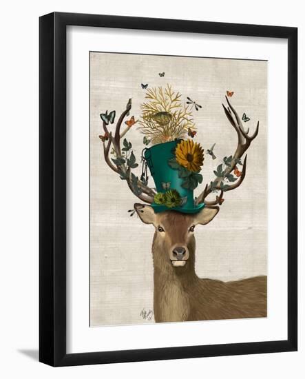 Mad Hatter Deer-Fab Funky-Framed Art Print