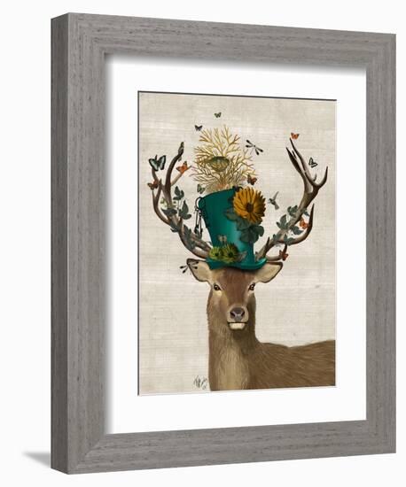 Mad Hatter Deer-Fab Funky-Framed Premium Giclee Print