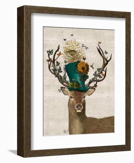 Mad Hatter Deer-Fab Funky-Framed Premium Giclee Print