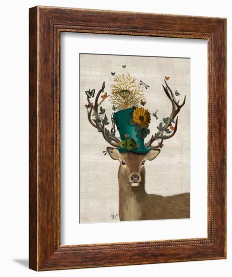 Mad Hatter Deer-Fab Funky-Framed Premium Giclee Print