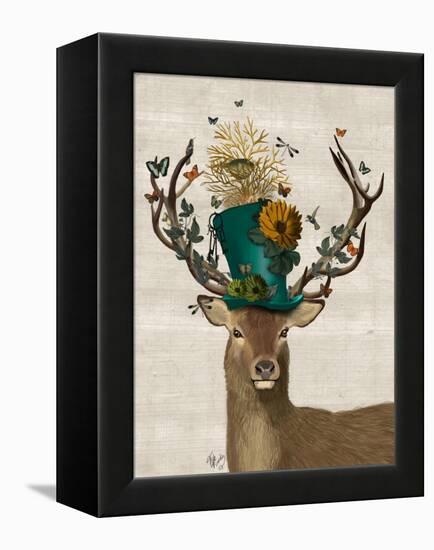 Mad Hatter Deer-Fab Funky-Framed Stretched Canvas