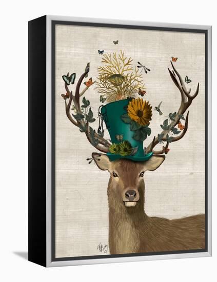 Mad Hatter Deer-Fab Funky-Framed Stretched Canvas