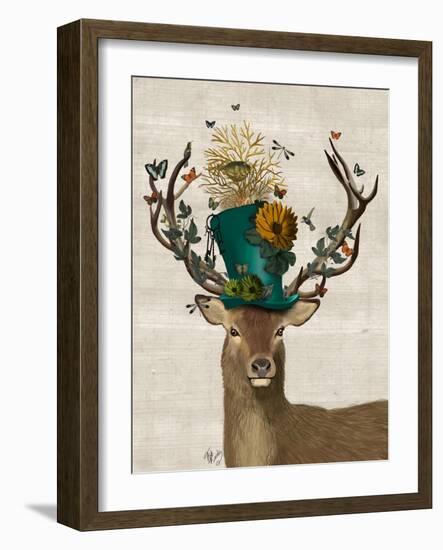 Mad Hatter Deer-Fab Funky-Framed Art Print