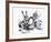 Mad Hatter, March Hare and Dormouse in Teapot, Illustration, 'Alice's Adventures in Wonderland'-John Tenniel-Framed Giclee Print