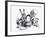 Mad Hatter, March Hare and Dormouse in Teapot, Illustration, 'Alice's Adventures in Wonderland'-John Tenniel-Framed Giclee Print