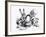 Mad Hatter, March Hare and Dormouse in Teapot, Illustration, 'Alice's Adventures in Wonderland'-John Tenniel-Framed Giclee Print