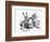 Mad Hatter, March Hare and Dormouse in Teapot, Illustration, 'Alice's Adventures in Wonderland'-John Tenniel-Framed Giclee Print