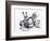 Mad Hatter, March Hare and Dormouse in Teapot, Illustration, 'Alice's Adventures in Wonderland'-John Tenniel-Framed Giclee Print