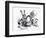 Mad Hatter, March Hare and Dormouse in Teapot, Illustration, 'Alice's Adventures in Wonderland'-John Tenniel-Framed Giclee Print