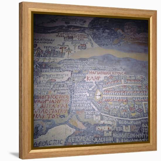 Madaba Mosaic Map, 6th Century AD, Detail Showing Jerusalem, Madaba, Jordan, Middle East-Christopher Rennie-Framed Premier Image Canvas