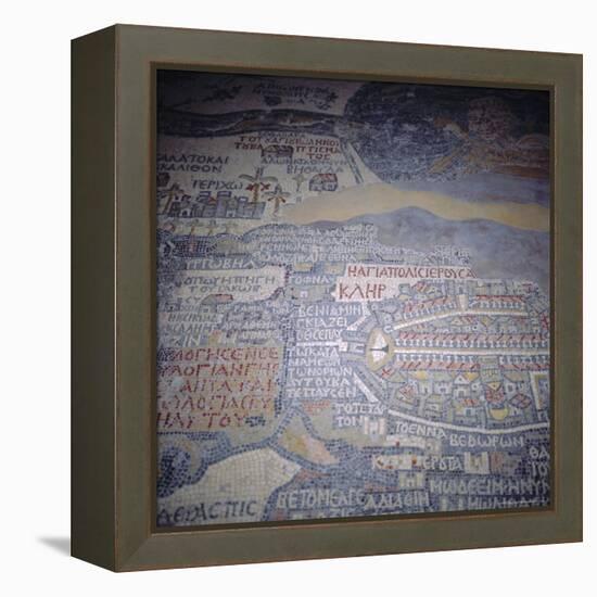 Madaba Mosaic Map, 6th Century AD, Detail Showing Jerusalem, Madaba, Jordan, Middle East-Christopher Rennie-Framed Premier Image Canvas