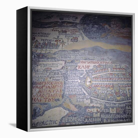 Madaba Mosaic Map, 6th Century AD, Detail Showing Jerusalem, Madaba, Jordan, Middle East-Christopher Rennie-Framed Premier Image Canvas