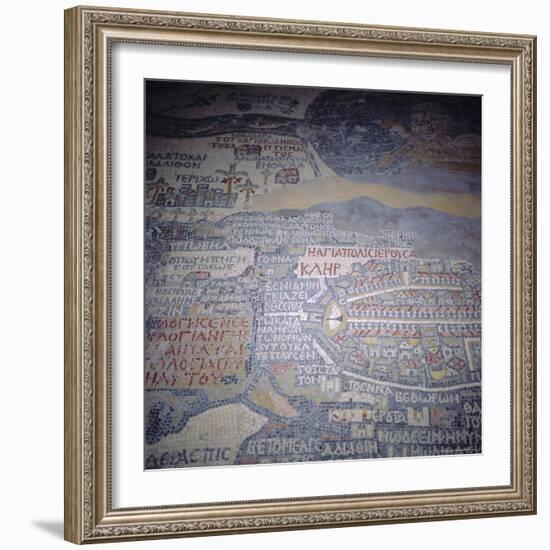 Madaba Mosaic Map, 6th Century AD, Detail Showing Jerusalem, Madaba, Jordan, Middle East-Christopher Rennie-Framed Photographic Print