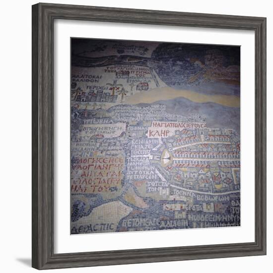 Madaba Mosaic Map, 6th Century AD, Detail Showing Jerusalem, Madaba, Jordan, Middle East-Christopher Rennie-Framed Photographic Print