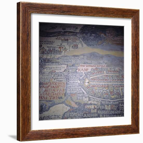 Madaba Mosaic Map, 6th Century AD, Detail Showing Jerusalem, Madaba, Jordan, Middle East-Christopher Rennie-Framed Photographic Print