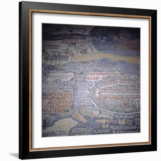 Madaba Mosaic Map, 6th Century AD, Detail Showing Jerusalem, Madaba, Jordan, Middle East-Christopher Rennie-Framed Photographic Print