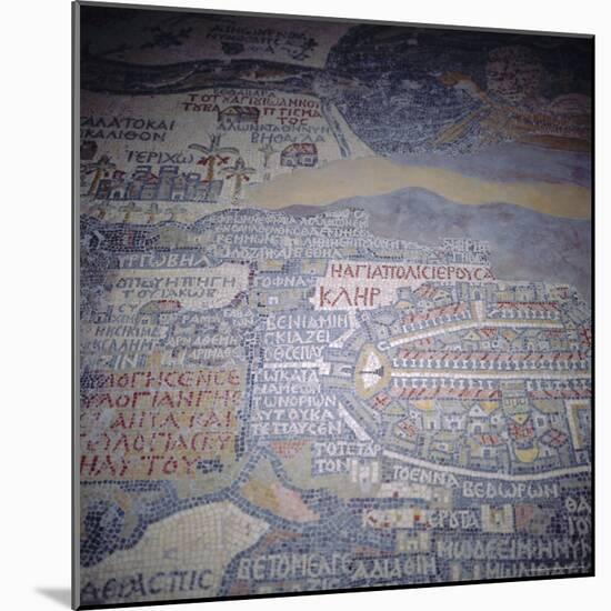 Madaba Mosaic Map, 6th Century AD, Detail Showing Jerusalem, Madaba, Jordan, Middle East-Christopher Rennie-Mounted Photographic Print