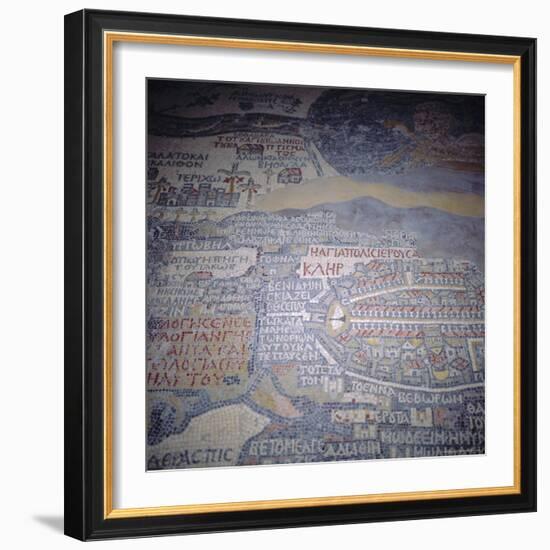 Madaba Mosaic Map, 6th Century AD, Detail Showing Jerusalem, Madaba, Jordan, Middle East-Christopher Rennie-Framed Photographic Print