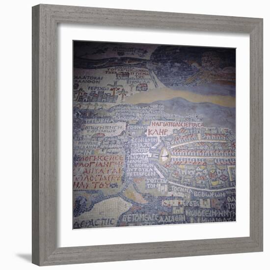 Madaba Mosaic Map, 6th Century AD, Detail Showing Jerusalem, Madaba, Jordan, Middle East-Christopher Rennie-Framed Photographic Print