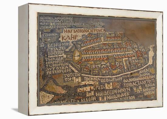 Madaba Mosaic Map. Detail of Jerusalem, 542-570-null-Framed Stretched Canvas