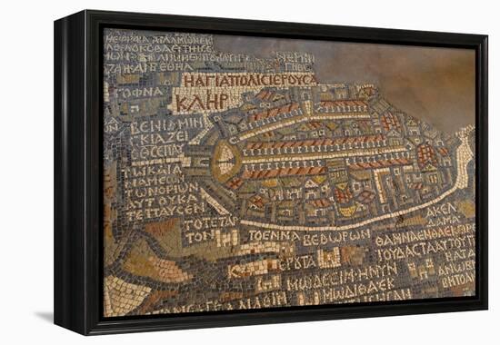 Madaba Mosaic Map. Detail of Jerusalem, 542-570-null-Framed Stretched Canvas