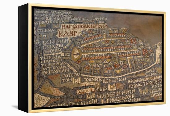 Madaba Mosaic Map. Detail of Jerusalem, 542-570-null-Framed Stretched Canvas