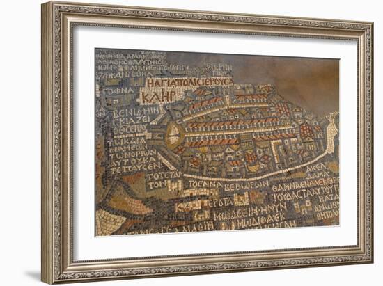 Madaba Mosaic Map. Detail of Jerusalem, 542-570-null-Framed Photo