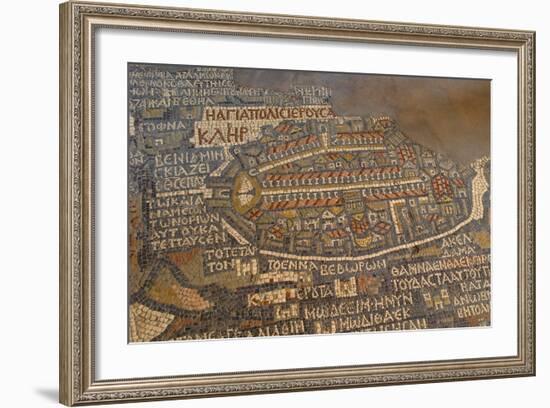 Madaba Mosaic Map. Detail of Jerusalem, 542-570-null-Framed Photo