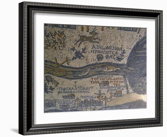 Madaba Mosaic Map, Detail of River Jordan, 542-570-null-Framed Photo