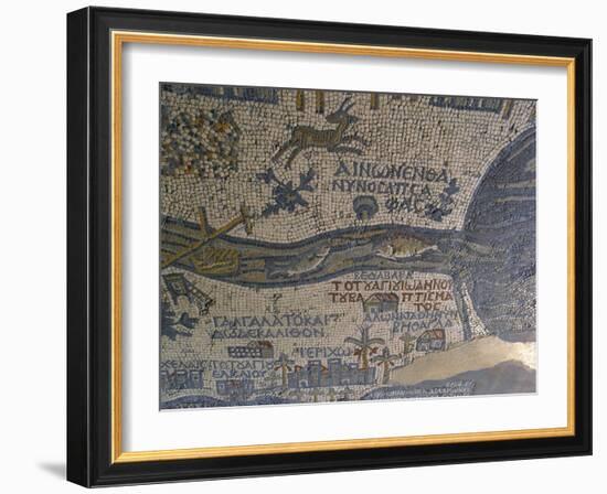 Madaba Mosaic Map, Detail of River Jordan, 542-570-null-Framed Photo