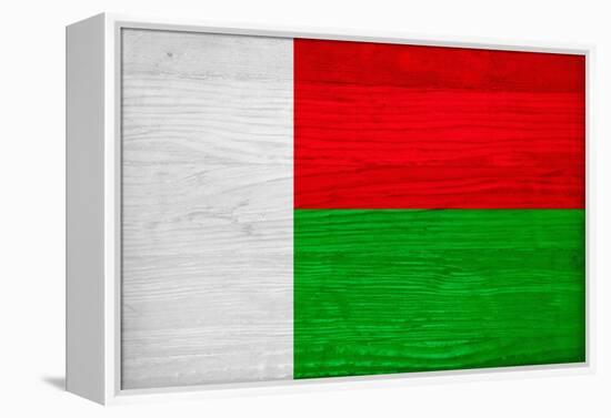 Madagascar Flag Design with Wood Patterning - Flags of the World Series-Philippe Hugonnard-Framed Stretched Canvas