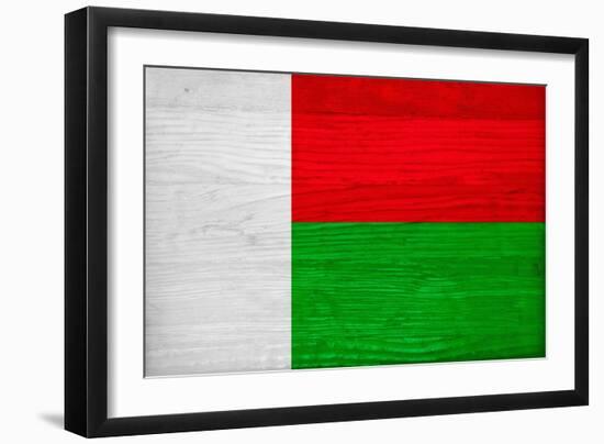 Madagascar Flag Design with Wood Patterning - Flags of the World Series-Philippe Hugonnard-Framed Premium Giclee Print