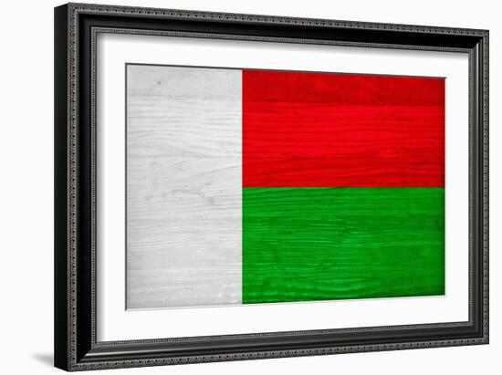 Madagascar Flag Design with Wood Patterning - Flags of the World Series-Philippe Hugonnard-Framed Premium Giclee Print