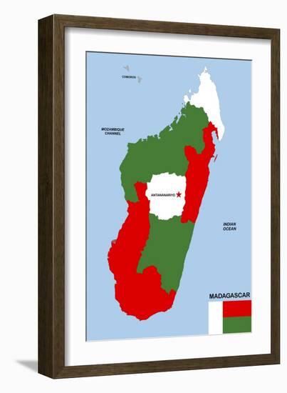 Madagascar Map-tony4urban-Framed Art Print