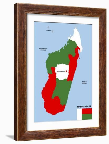 Madagascar Map-tony4urban-Framed Art Print