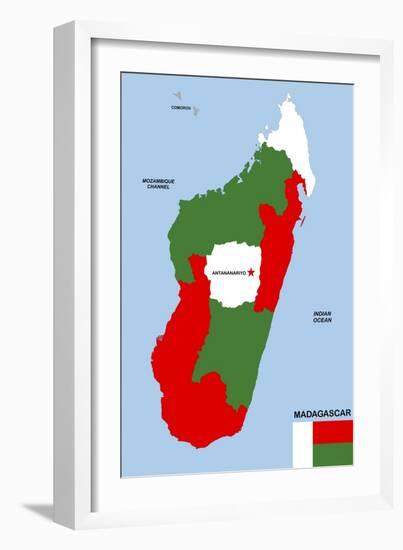 Madagascar Map-tony4urban-Framed Art Print