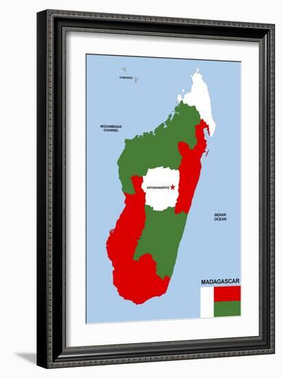 Madagascar Map-tony4urban-Framed Art Print