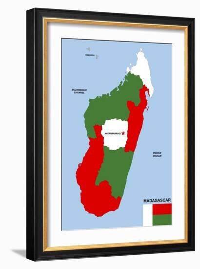 Madagascar Map-tony4urban-Framed Art Print