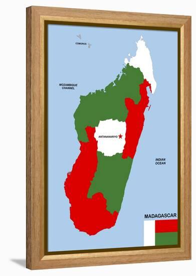 Madagascar Map-tony4urban-Framed Stretched Canvas