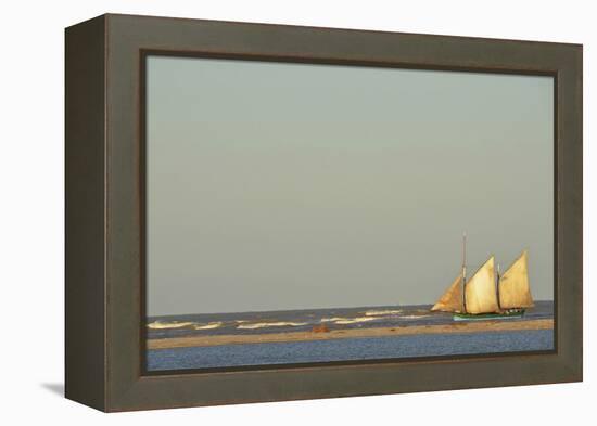 Madagascar, Morondava, Fisherman Boat with Large White Sails at Sea-Anthony Asael-Framed Premier Image Canvas