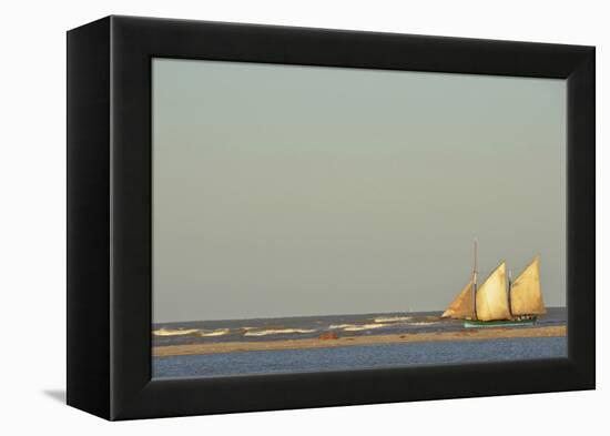 Madagascar, Morondava, Fisherman Boat with Large White Sails at Sea-Anthony Asael-Framed Premier Image Canvas